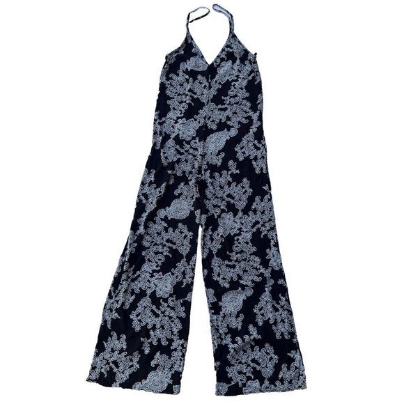 After Party By Nasty Gal Women’s Black Strappy Floral Wide Leg Jumpsuit Size XS - Picture 14 of 16